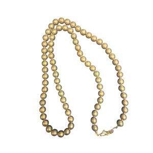 Collectible Kenneth Jay Lane Bronze Faux Pearl Necklace 34”  Signed